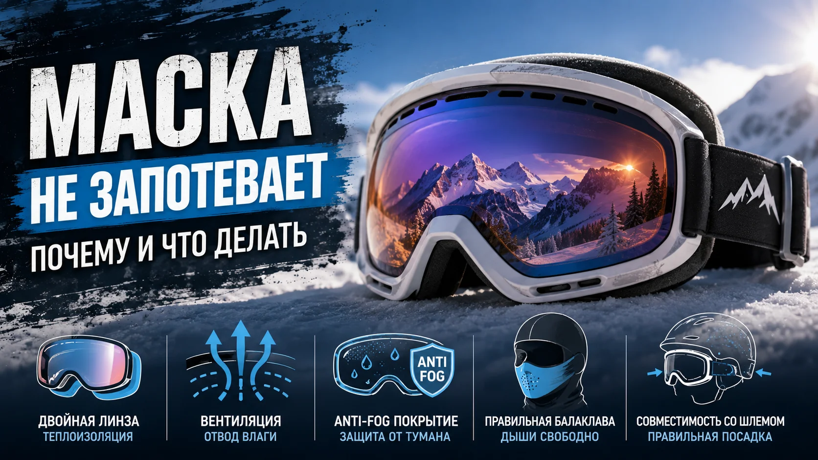 Почему запотевает горнолыжная маска: двойные линзы и Anti-Fog