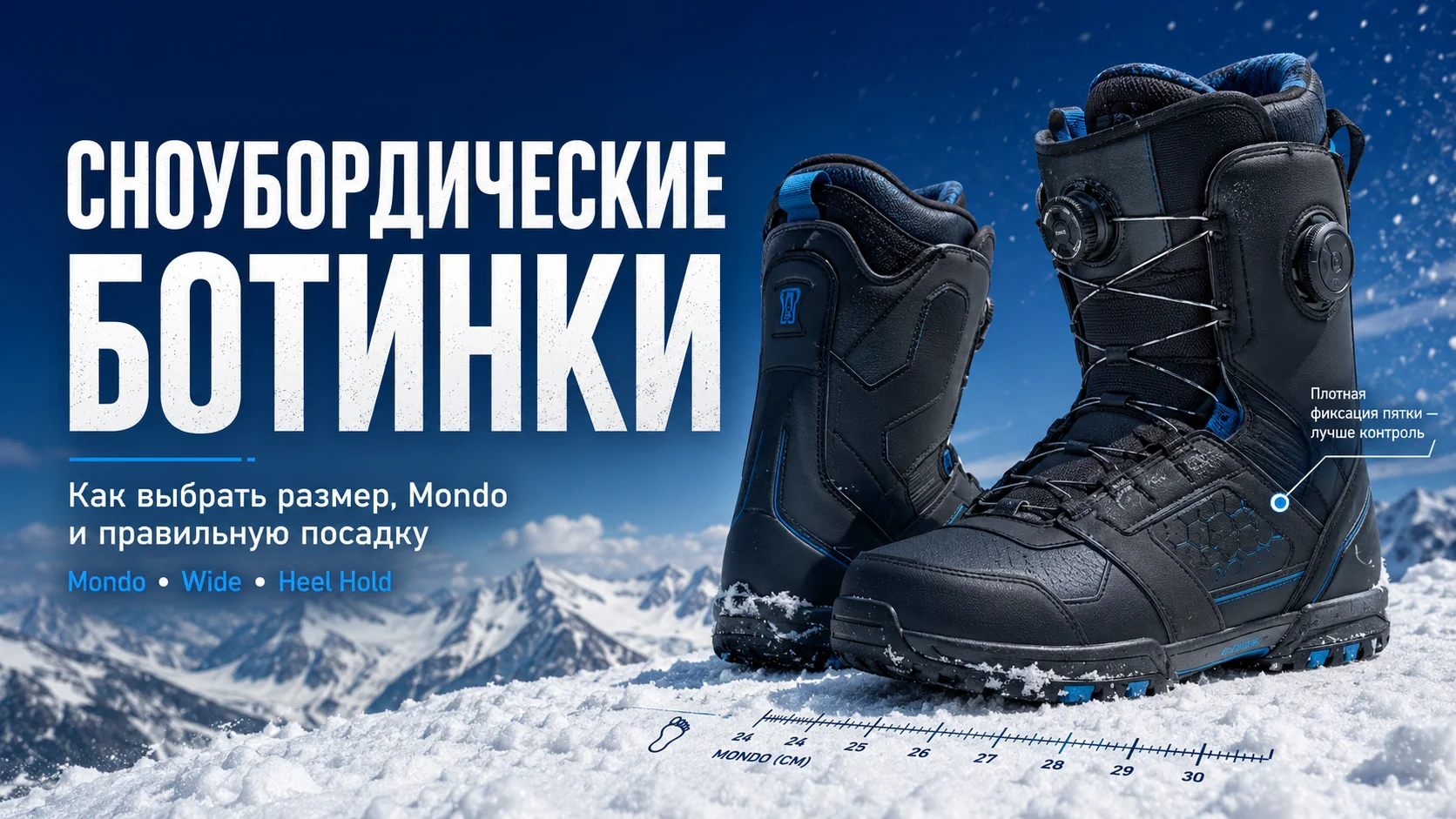 Сноубордические ботинки: Mondo, ширина колодки и фиксация пятки