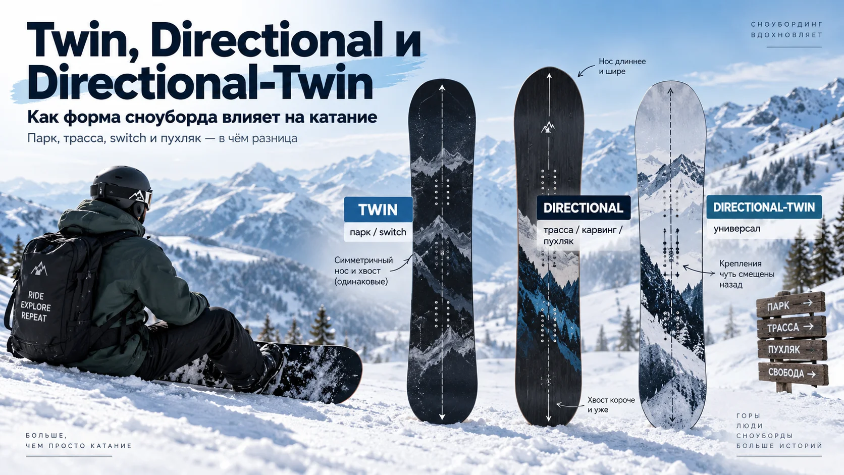 Twin, Directional и Directional-Twin: форма сноуборда