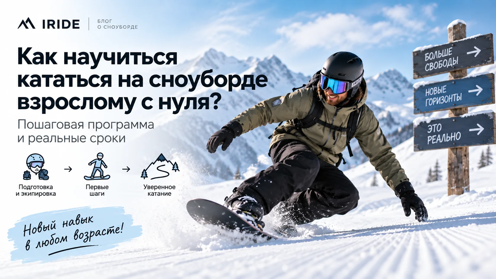 Как научиться кататься на сноуборде взрослому с нуля
