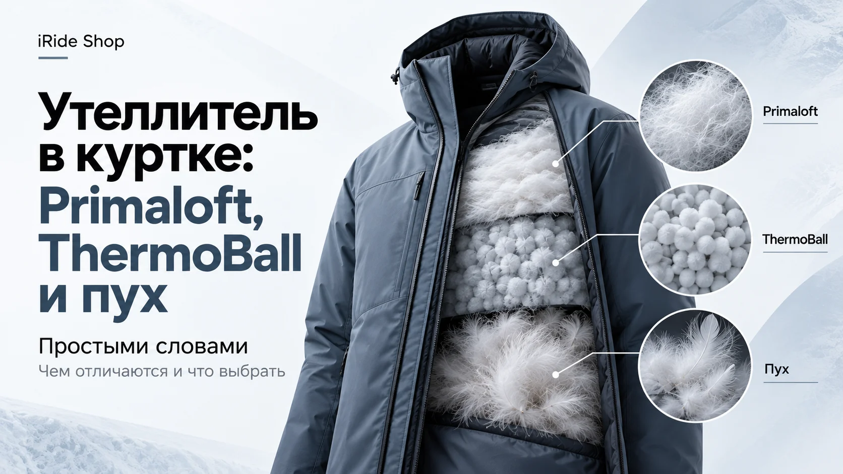 Утеплитель в куртке: Primaloft, ThermoBall и пух простыми словами