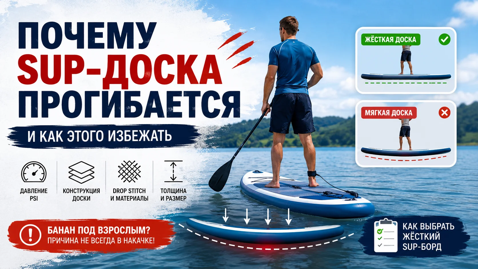 Почему SUP-доска прогибается и как этого избежать