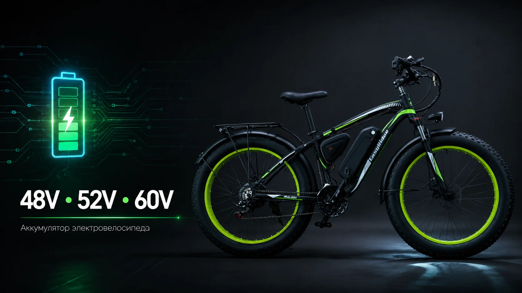 Аккумулятор электровелосипеда: 48V, 52V, 60V — что это значит