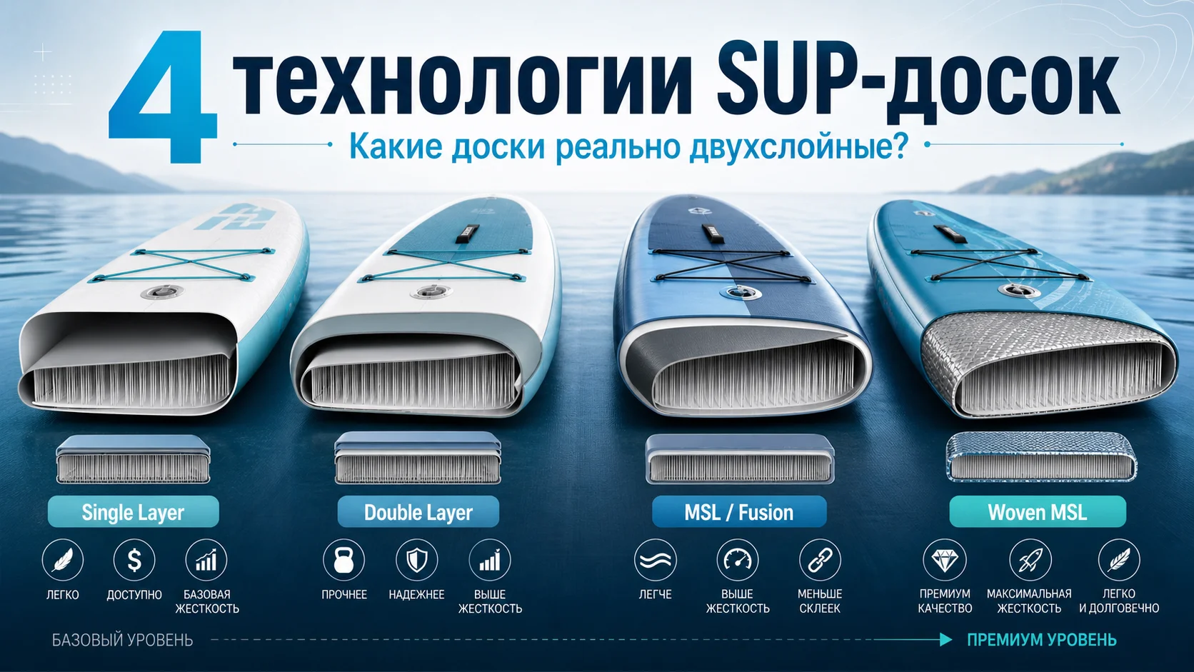 Однослойные, двухслойные, MSL и Woven MSL SUP-доски: как не дать себя обмануть на Ozon и Wildberries в 2026 году